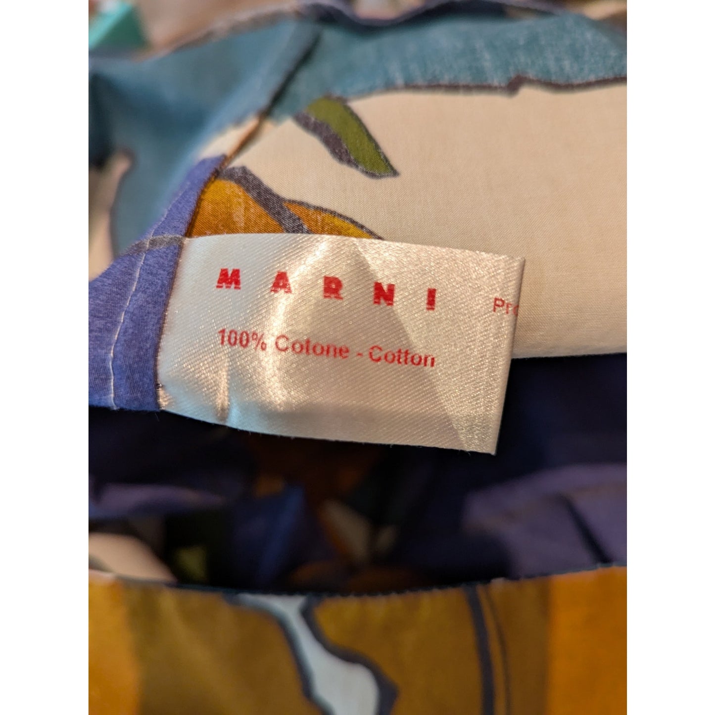 Marni 2 pc. Skirt Blouse to Set Brown Purple Floral Rolled Edges Pocket Medium