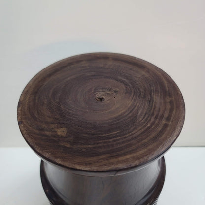 Hand turned black walnut vase heavy aged solid wood crackle varnish vessel