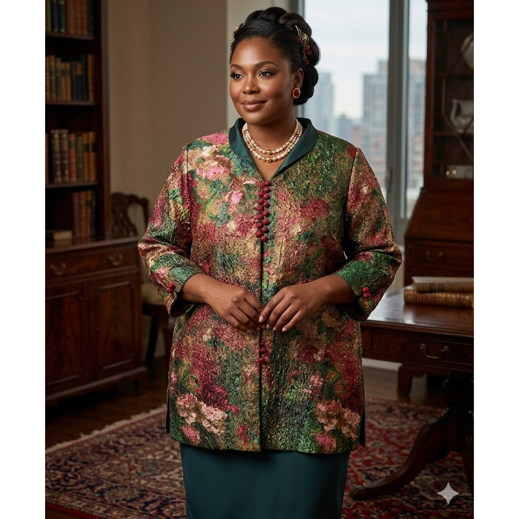 Vintage Floral Tapestry Jacket Sheath Dress 3X Elegant Formal Mother of Bride
