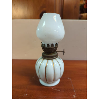 Vintage Oil lamp Base white,gold accents, Made In Japan, H-4" Hurricane