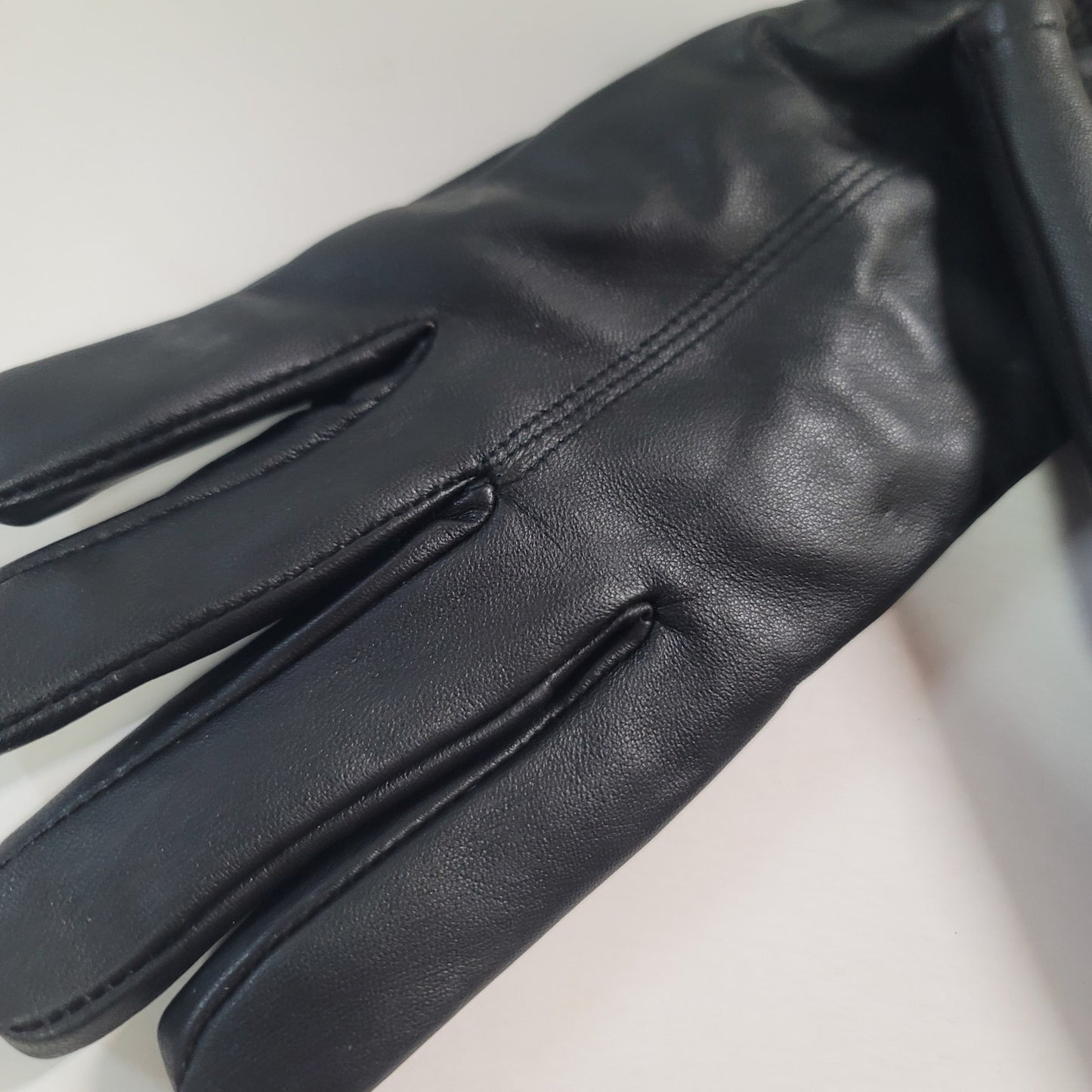 Nordstrom Black Leather Shearling GLOVES Side Slit LARGE Winter Driving NEW $88