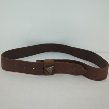 Vintage Guess Leather Belt Brown Raw Edge Cowgirl Rustic Boho Chic No buckle