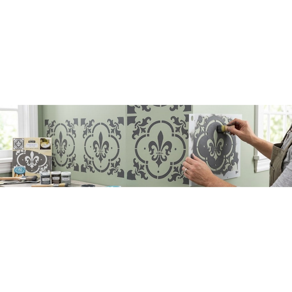 DecoArt Americana Decor Fleur De Lis Tile Furniture Stencil 12 X 12 DIY Craft