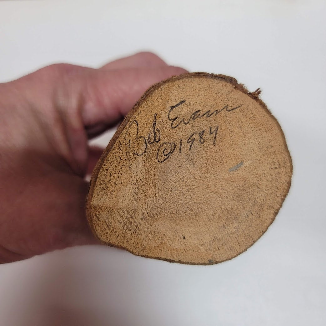 Hand Carved Bob Evan 1984 Tree wood Knob Knee Sculpture MAN GNOME FACE TREEBEARD