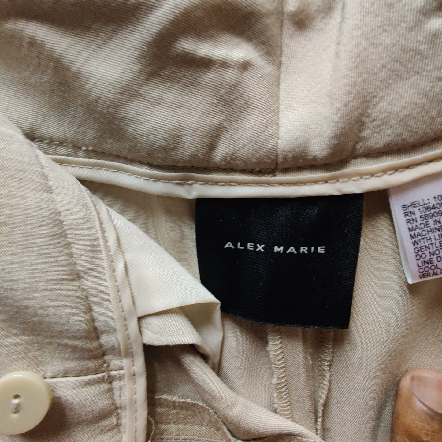 Alex Marie Pleated Wide Leg Trousers Womens 4 High Waist Beige Career Casual