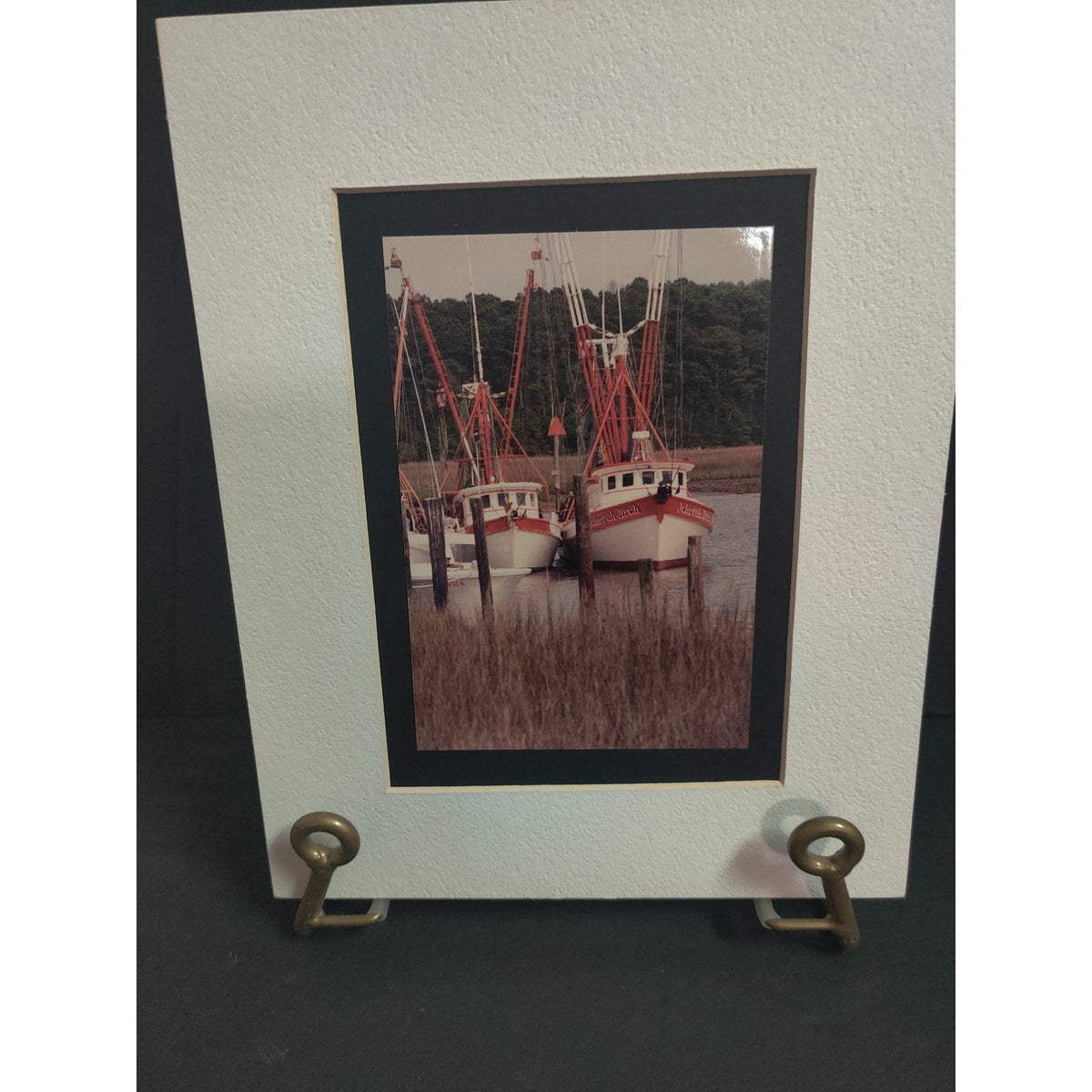 Original Docked Shrimp Boats Coastal Photograph Signed Dan Evans 1993