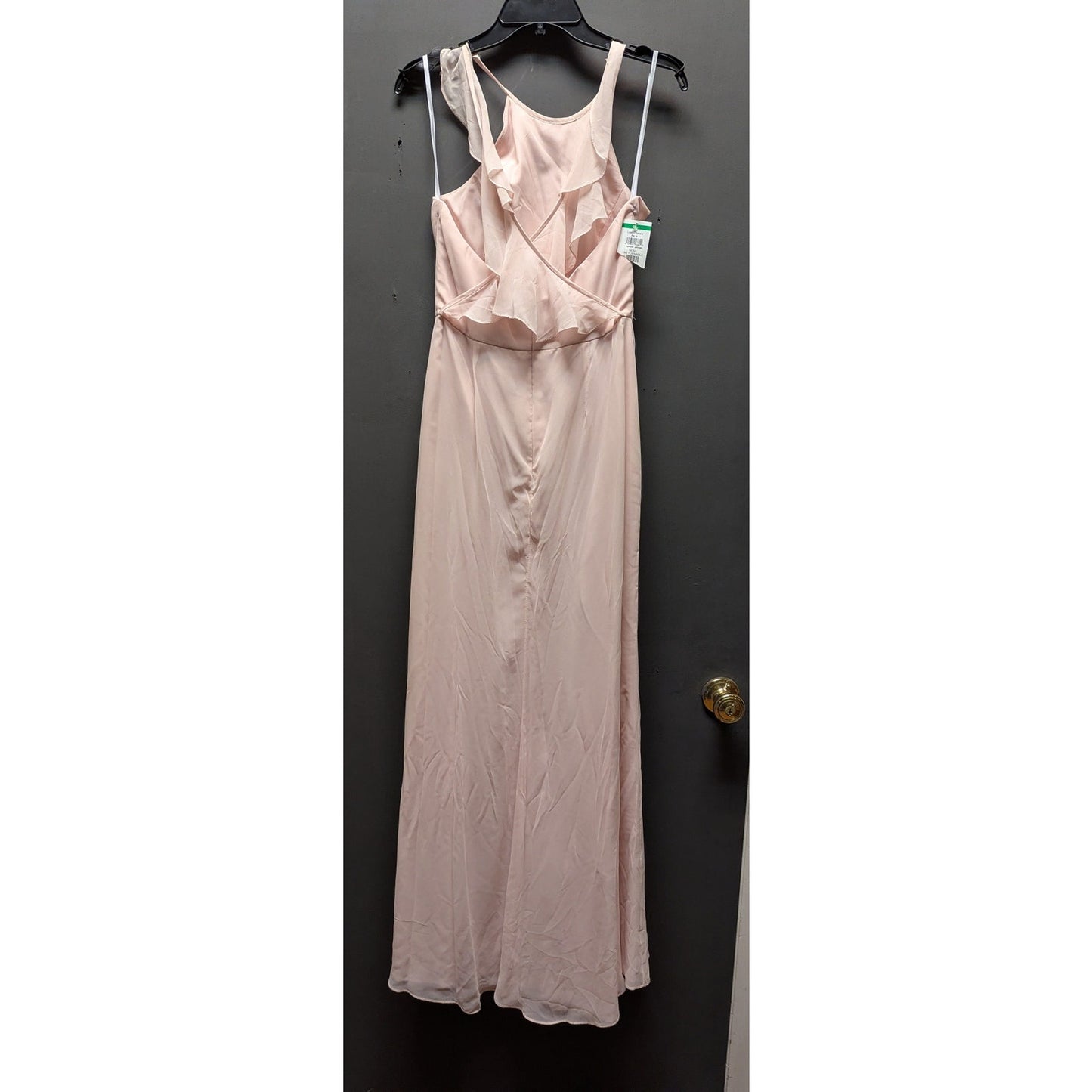 Dessy Collection Style No. 3022 Blush Ruffle-Back Formal Maxi Dress - Size 8 NWT