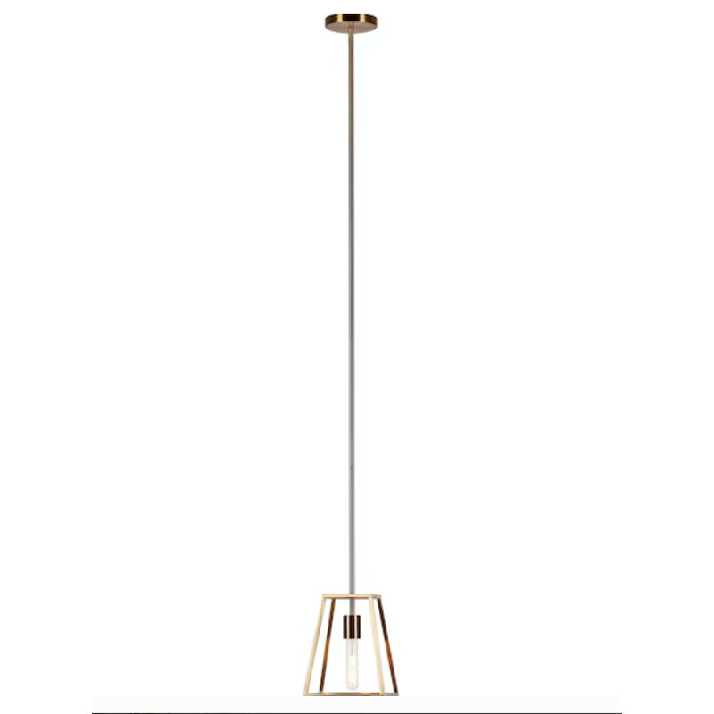 1 -Light Brass Traditional Clear glass Metal Dome Medium Hanging Pendant Light