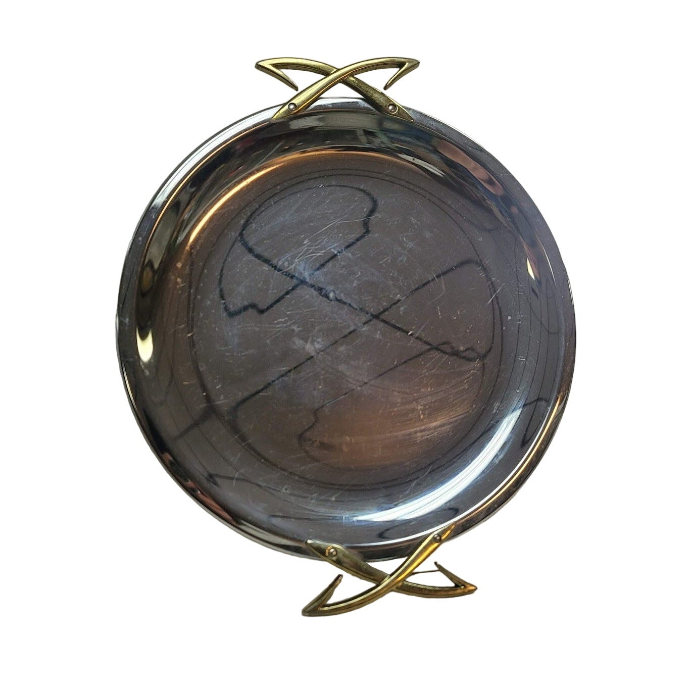 Stainless Steel Round Platter Tray Serving Dish Vintage MID CENTURY MODERN