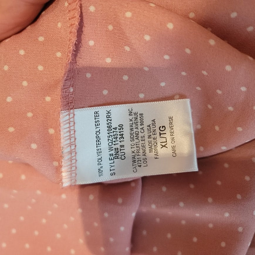 Pleione Pink Polka Dot Cap Sleeve Keyhole Blouse Size 1X NWT