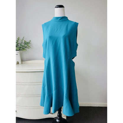 TED BAKER Size 4 Women’s Cormier Turquoise Cut Out Fluted Shift Dress NEW Blue