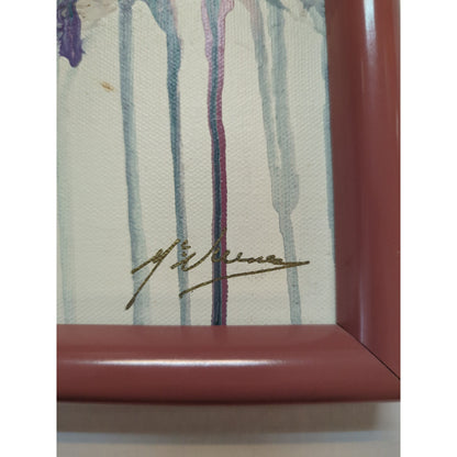 Patrick McNurney Signed Abstract Art Pair Memphis Milano 1980s Framed Painting