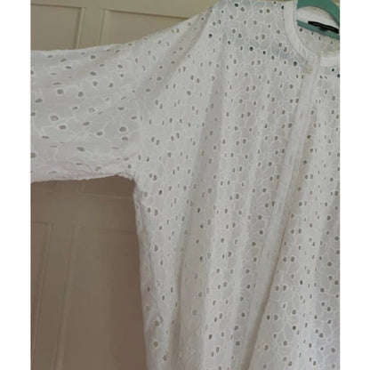 French Connection Eyelet White cotton Broderie oversized shirt blouse small