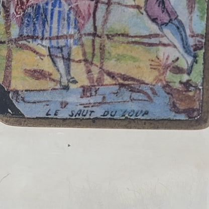 Antique 18thC Fêtes Galantes Porcelain Patch Box Le Saut du Loup Folk Art