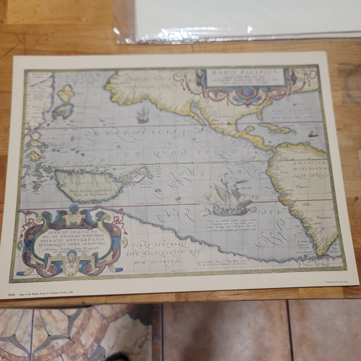 Unframed Vintage Repro 17x12.5 P 2642 Map Pacific Ocean Academia