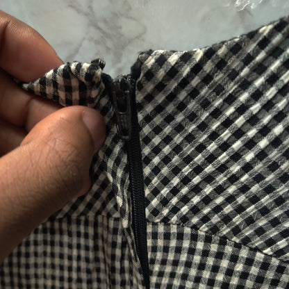 Vintage Talbots Black White Gingham Check Knee Length Dress Size 4