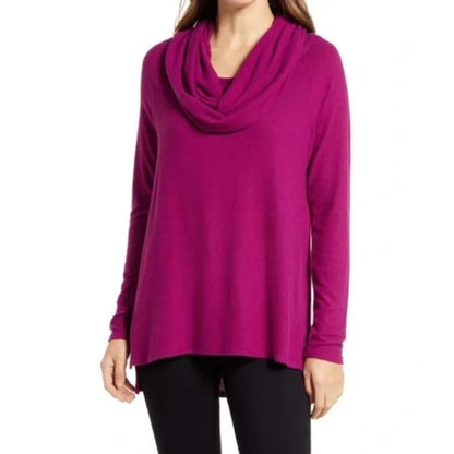 Gibsonlook NWT funnel neck turtleneck off shoulder Tunic Deep violet Size large