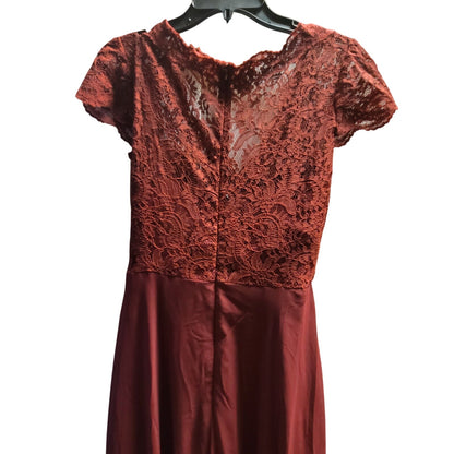 Js Collections Burgundy Wine size 8 formal maxi dress Lace cap sleeve