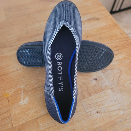Rothy's Birdseye Size 6 Women's Grey Blue white ballet flats loafers