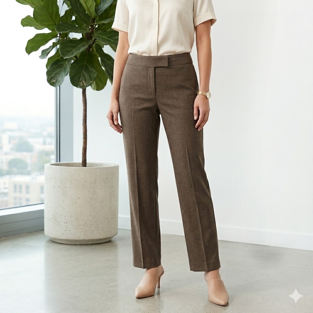 Alex Marie Brown Tapered Career Pants Petite Minimalist Professional Office 2P