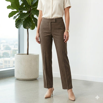 Alex Marie Brown Tapered Career Pants Petite Minimalist Professional Office 2P
