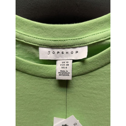 Topshop green short sleeve cut off crop top Size 6 NEW casual crew neck