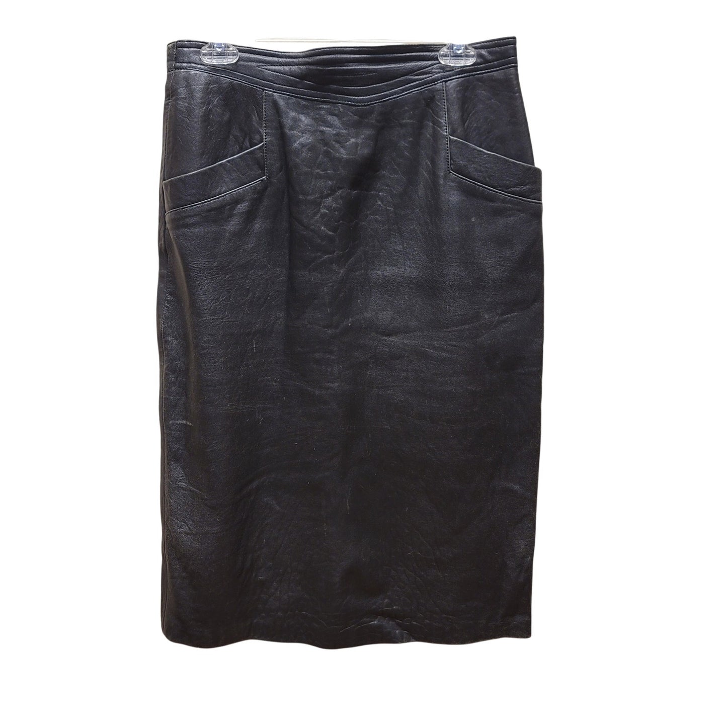 VINTAGE Carlop Piel Original Spain M/L Long black leather pencil Midi GOTH ROCK