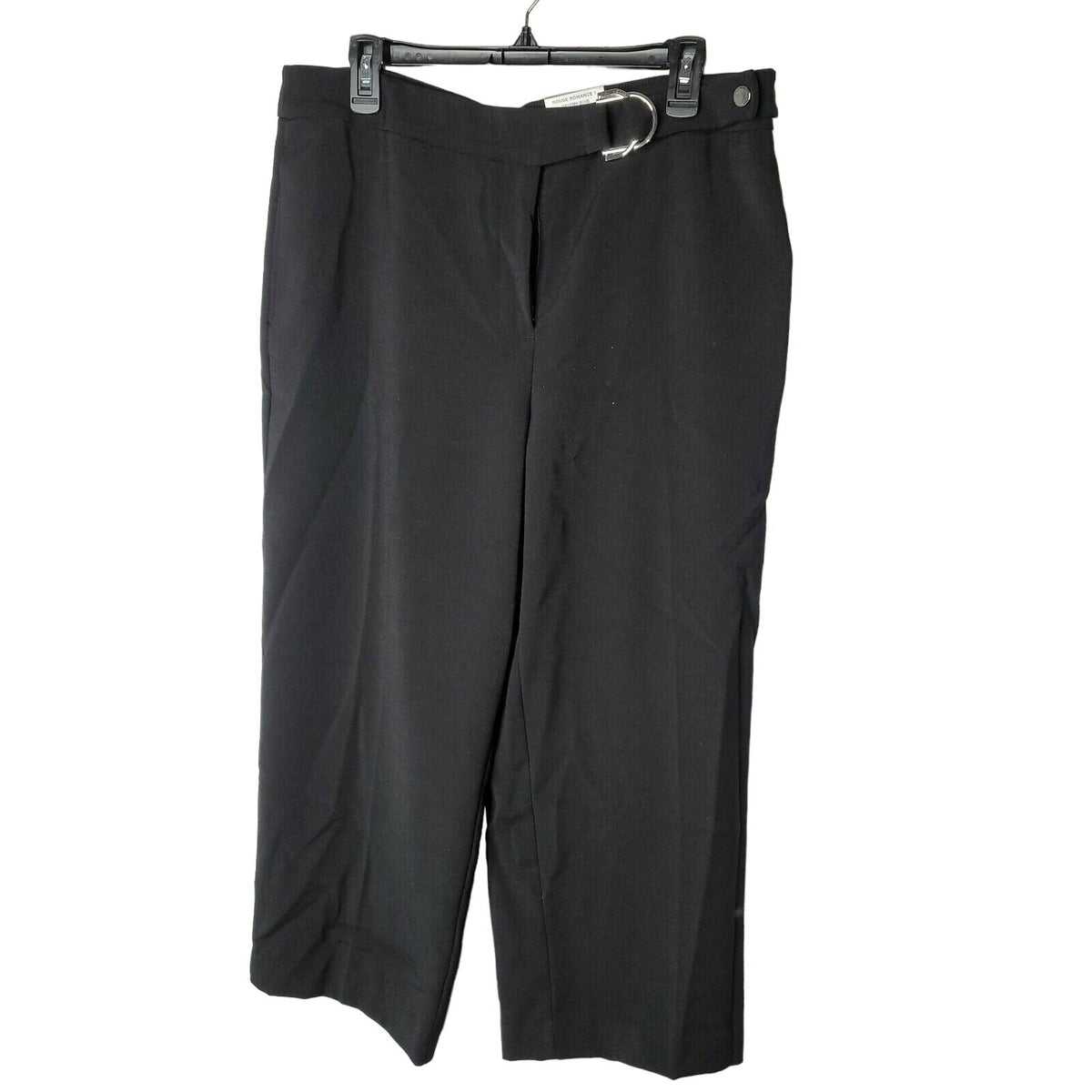 Alfani Cropped Wide Leg Culottes Pants High Rise Black Belted Zippered Size 12