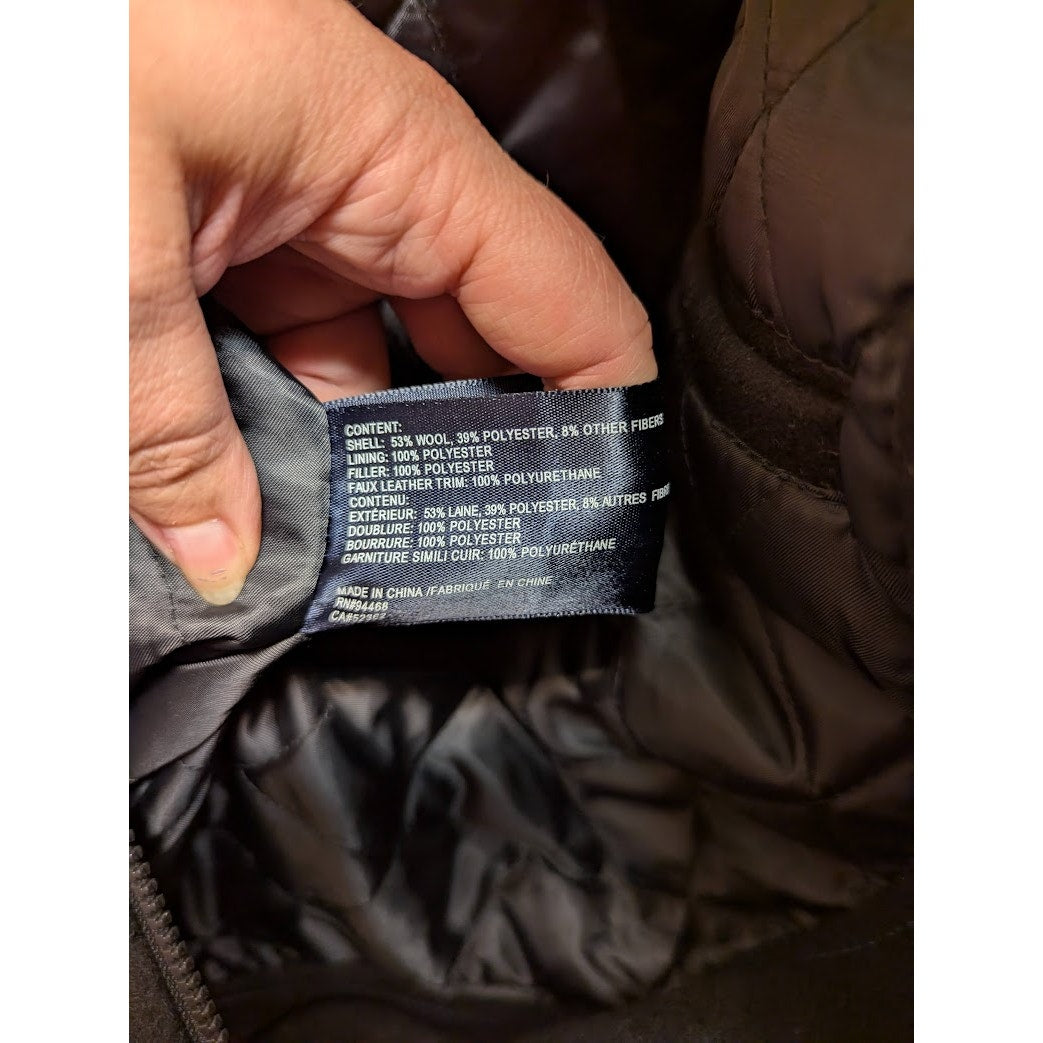 Nautica Wool-Blend Full Zip Toggle Pea Coat Hooded style #72NE SMALL Black NEW