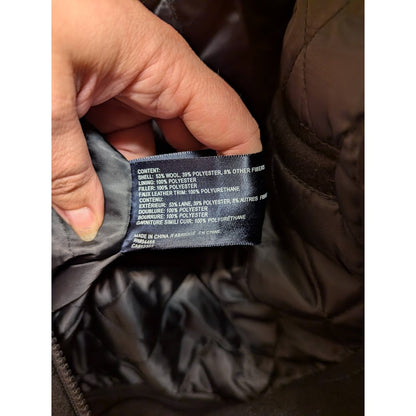 Nautica Wool-Blend Full Zip Toggle Pea Coat Hooded style #72NE SMALL Black NEW