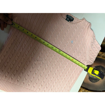 Vintage Lauren Ralph Lauren Light Pink Cable Knit Sweater Size Large Preppy Y2K