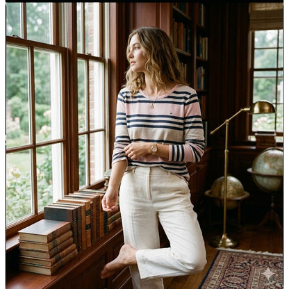 Vintage Tommy Hilfiger Size Large Preppy striped Top Long sleeve round neck