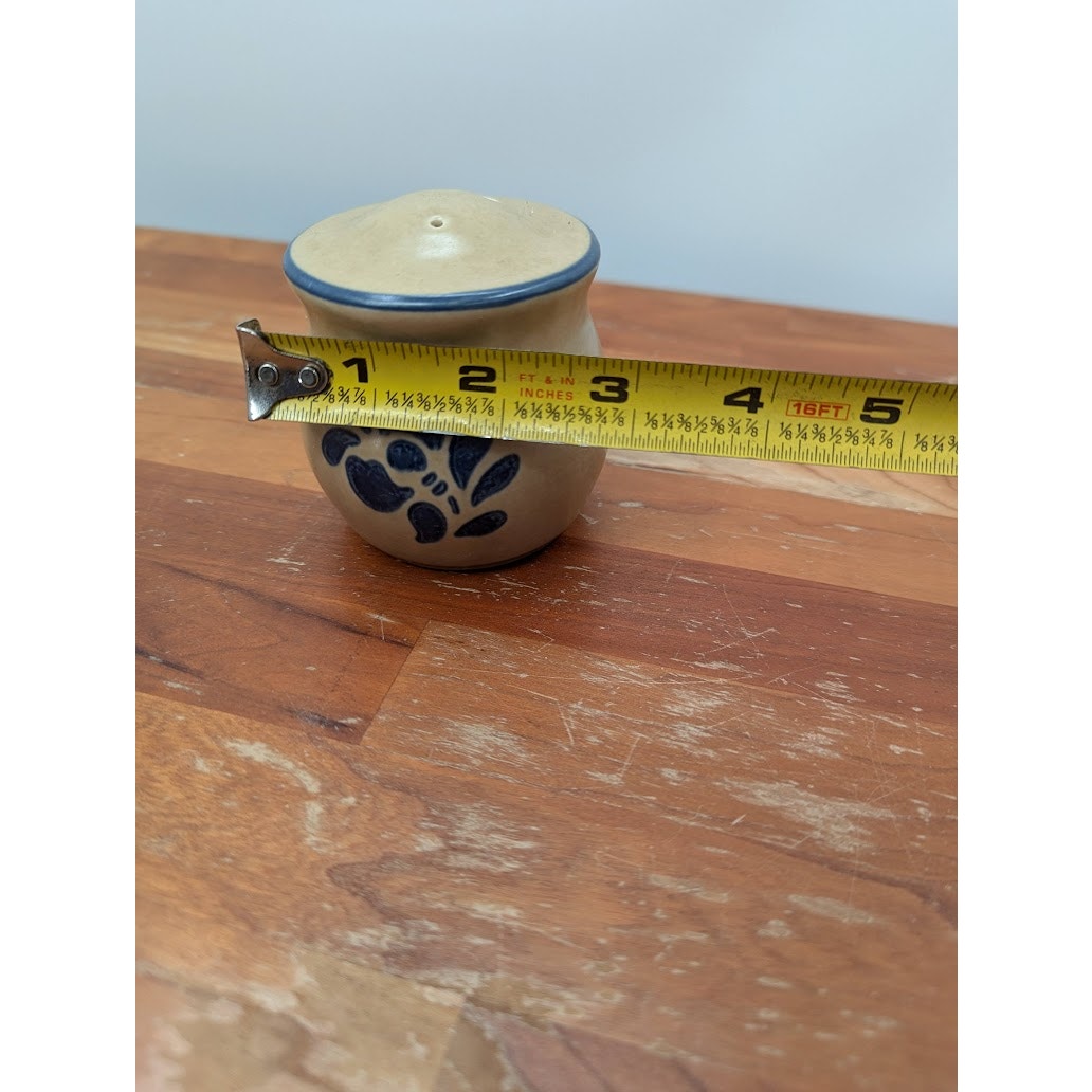 SINGLE Pfaltzgraff Pottery Salt OR Pepper Shaker REPLACEMENT Folk Art brown blue