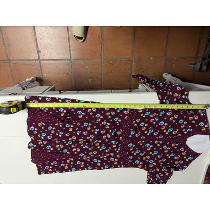 Boden Christina Dress Floral Print Size 6 R Long Sleeve Burgundy Knee Length