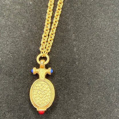 1928 Jewelry Co. Victorian Revival Blue Cabochon Gold Tone Lariat Necklace