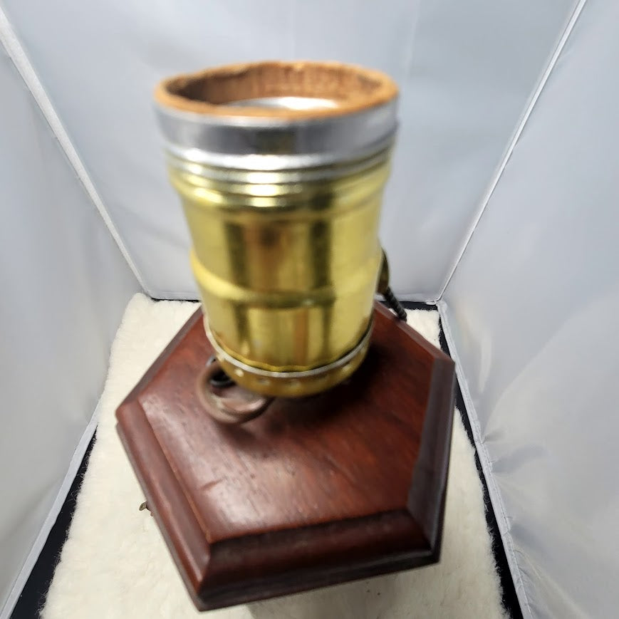 MCM Walnut Hexagonal Solid Wood vintage table lamp Pillar Column
