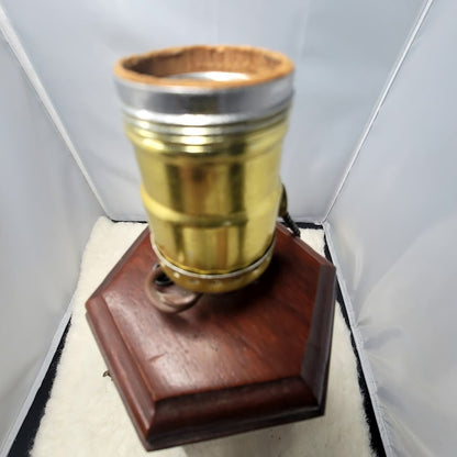 MCM Walnut Hexagonal Solid Wood vintage table lamp Pillar Column