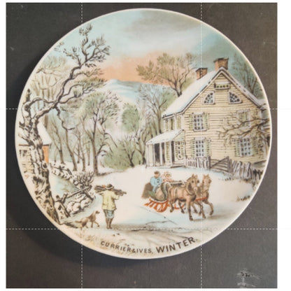 Four Season 6.5" Currier & Ives Decor Plate Set of 4 Spring Summer Winter Autumn