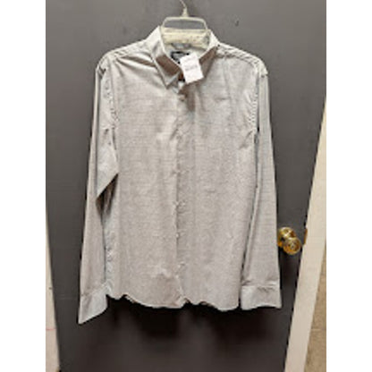 Nordstrom Men's Tech-Smart Large Trim Fit Button Down Gray White Plaid Shirt NEW