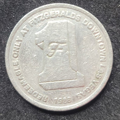 Vintage 1988 Fitzgeralds $1 Slot Machine Token Las Vegas Nevada Casino