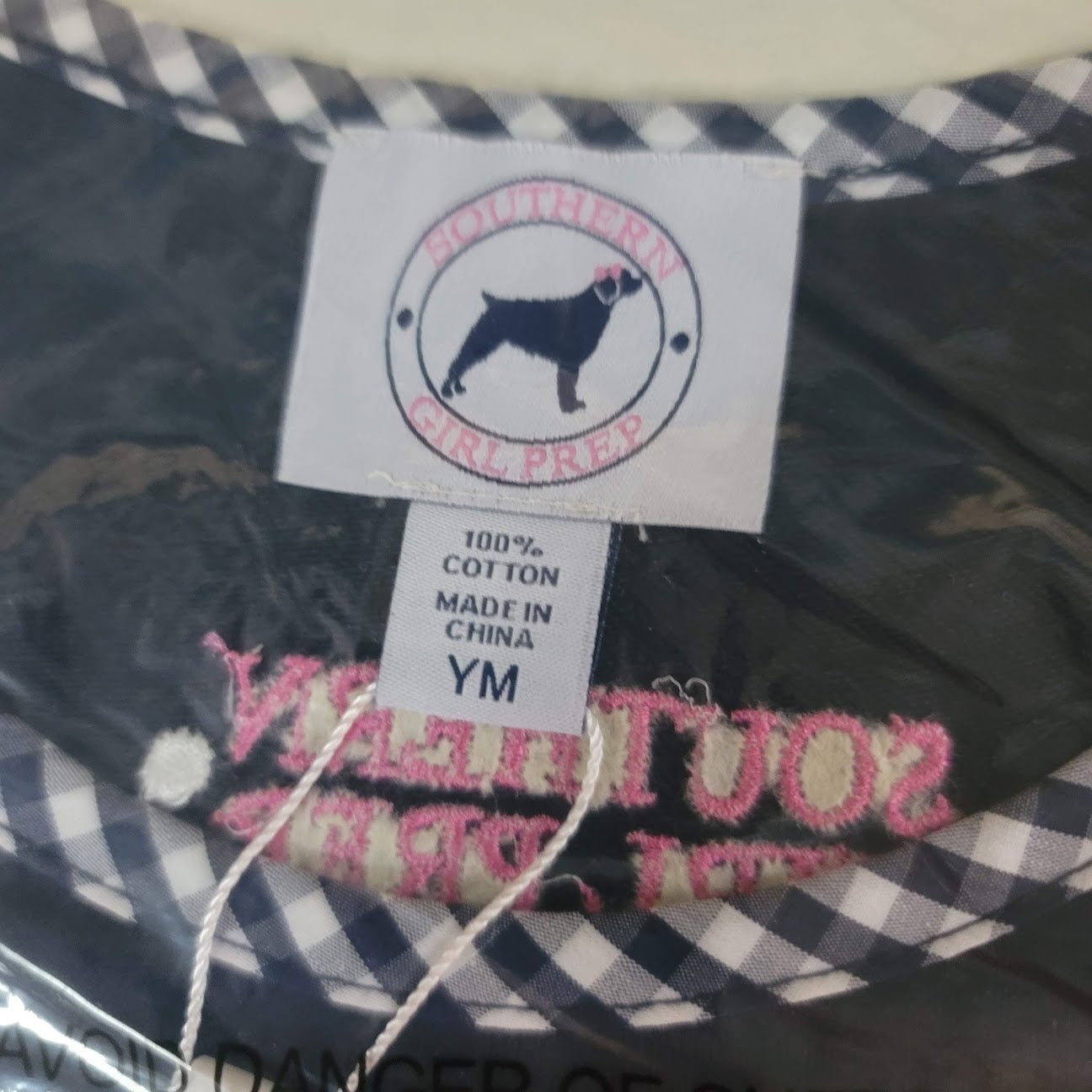 Southern Girl Prep NEW Sleeveless tank Shirt Cotton YOUTH medium dark blue plaid