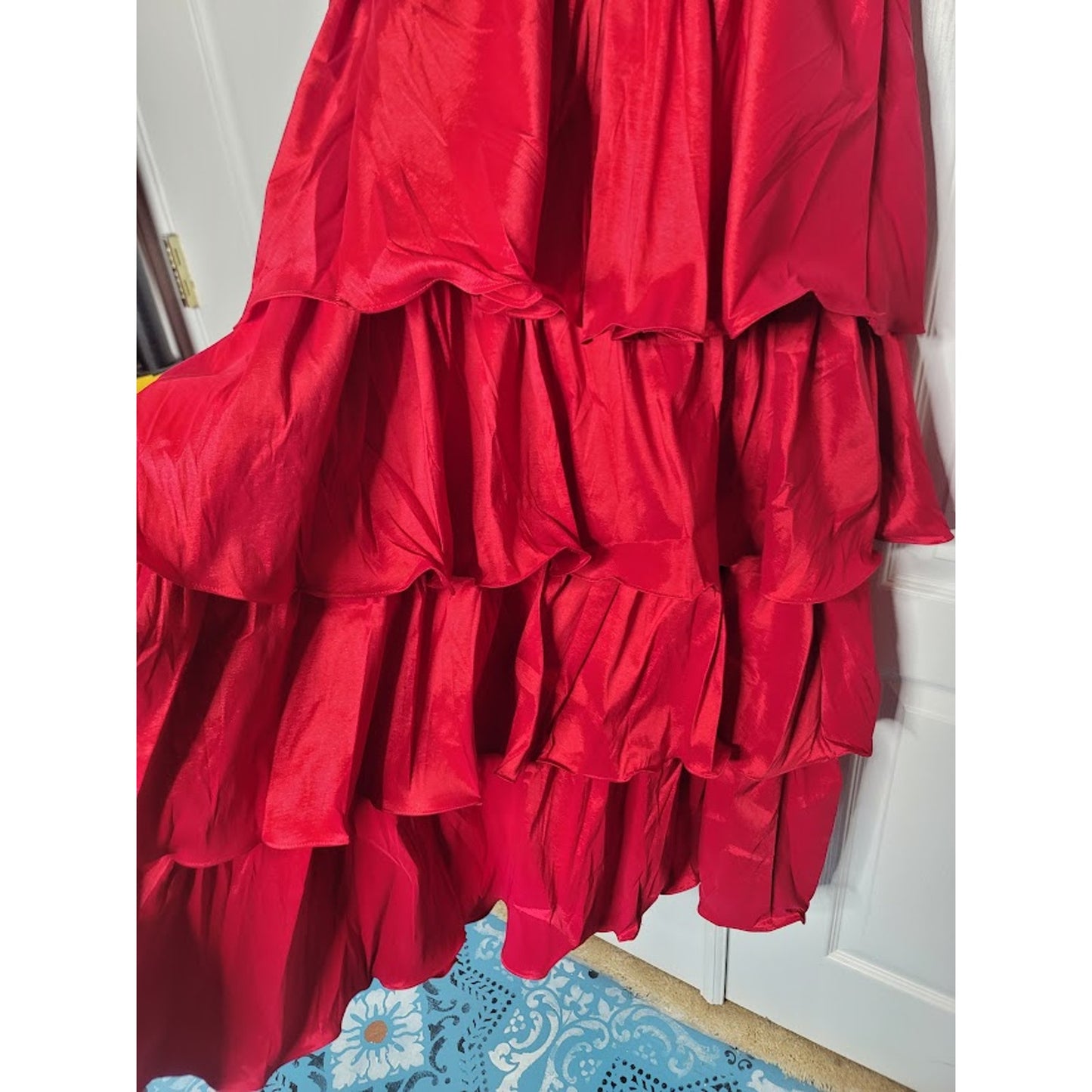 NEW Flamenco Tango Red Multi Tiered Dress SMALL cocktail ayered Fiesta Formal