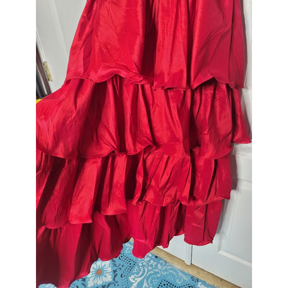 NEW Flamenco Tango Red Multi Tiered Dress SMALL cocktail ayered Fiesta Formal