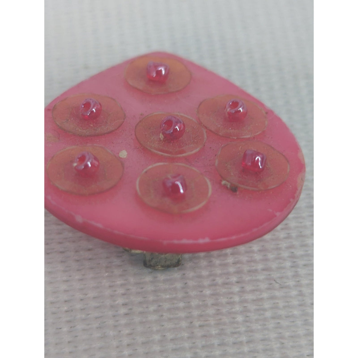 Vintage Pink Teardrop Clip-On Earrings Retro Studded Textured Pop Jewelry
