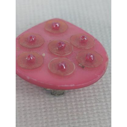 Vintage Pink Teardrop Clip-On Earrings Retro Studded Textured Pop Jewelry