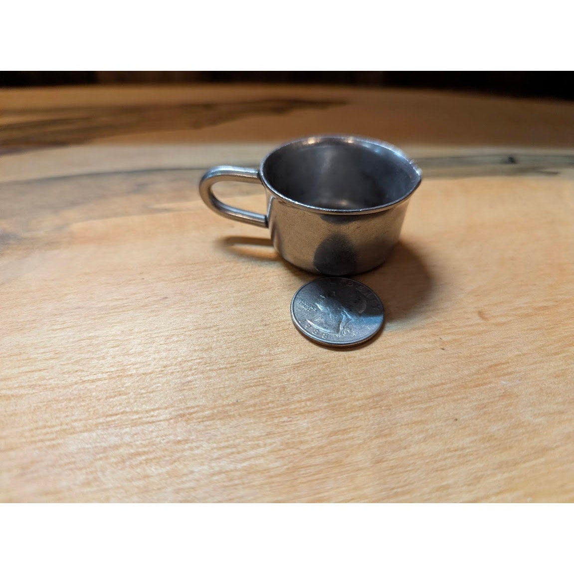 Vintage Gebrüder Hepp Miniature Stainless Steel Engraved Creamer Tiny Toy Cup