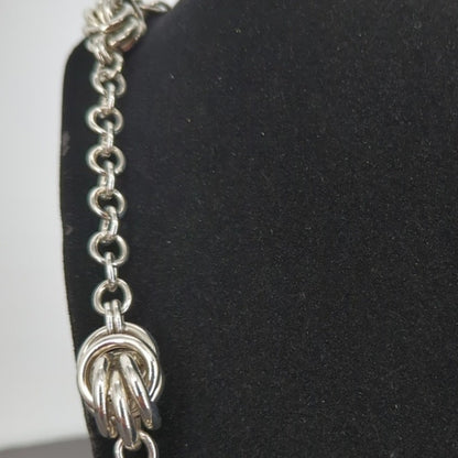 LOFT Silver Tone Love Knot Station Necklace Polished Career Minimalist Chain 18"