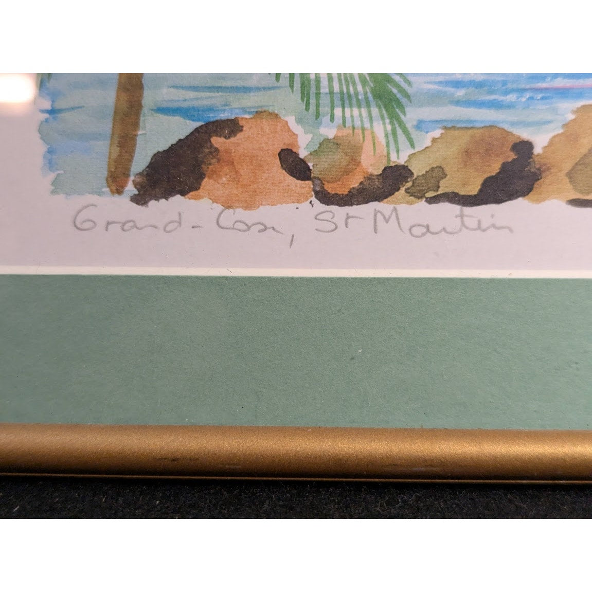 Chantal Marie Watercolor Painting St. Martin Frame 12 x 16 Grand Cove Carrbbean
