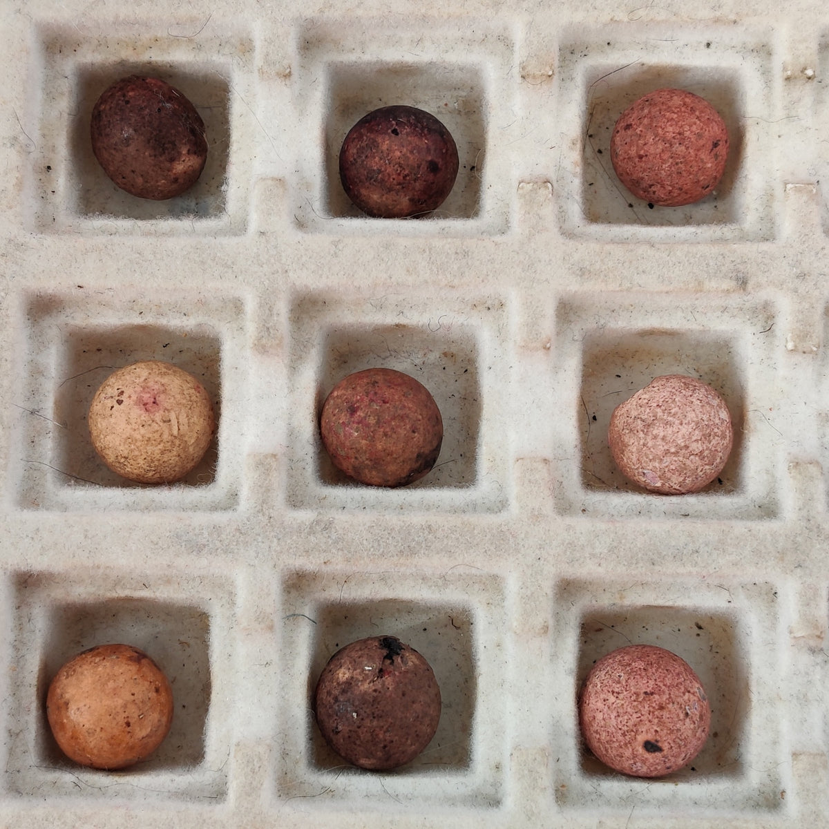Antique German Handmade Clay Marbles Bulk Job Lot of 36 Player Size 9/16" #H1
