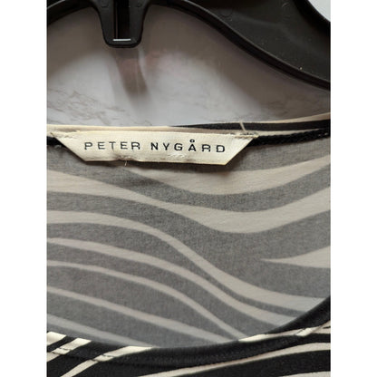 Peter Nygard Zebra Graphic Tunic Top VINTAGE Medium Black White Knit Blouse